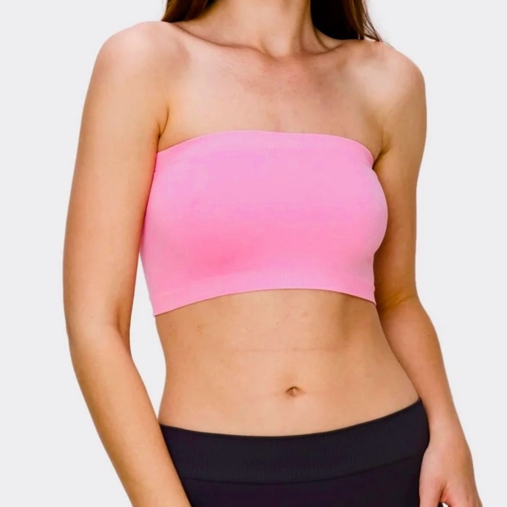 KURVE by IDEA Barbie Pink Bandeau Bando Strapless Bra Crop Tube Top
